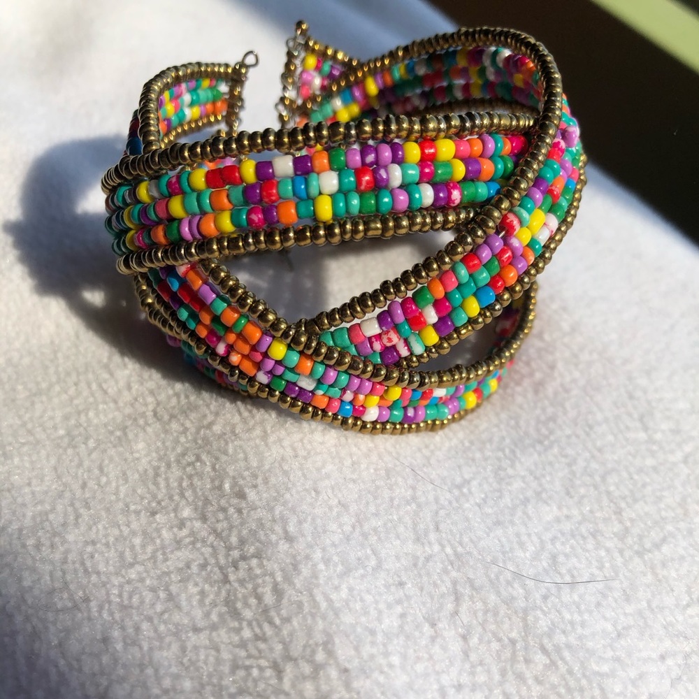 Multicolored beaded wrap bracelet